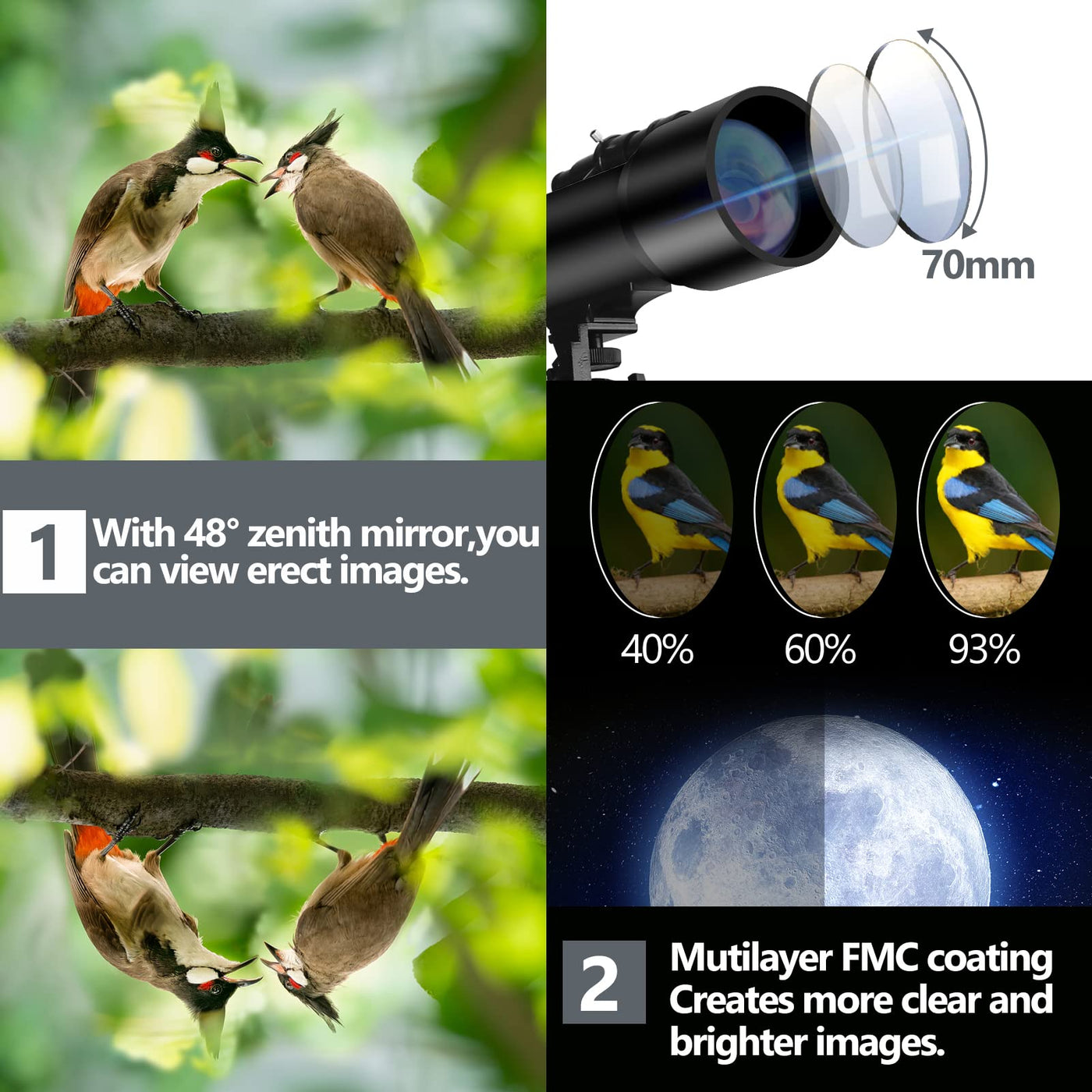 Misilmp Teleskop, inkl. Linsen, Handyhalterung, Tragetasche 70mm Aperture 400mm Refraktor Teleskope für Anfänger & Kinder, Tragbares Stativ Astronomie Erwachsene Fernrohr Telescope (Schwarz)
