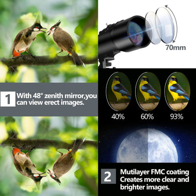Misilmp Teleskop, inkl. Linsen, Handyhalterung, Tragetasche 70mm Aperture 400mm Refraktor Teleskope für Anfänger & Kinder, Tragbares Stativ Astronomie Erwachsene Fernrohr Telescope (Schwarz)