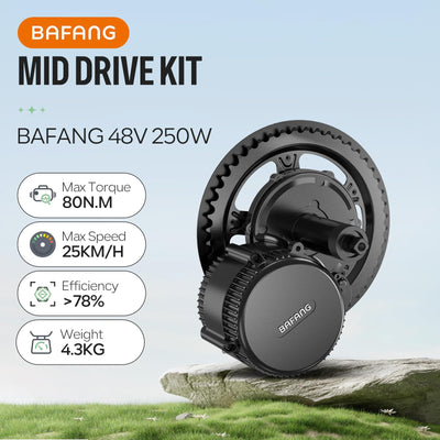 BAFANG Mittelmotor 48V 250W BBS01B Ebike Umbausatz mit 48V13Ah Unterrohr-Batterie und Multifunktions EKD01 Display, CAN Version G340 8fun Motor für BB68mm Mountainbike Rennrad Pendlerfahrrad DIY Kit