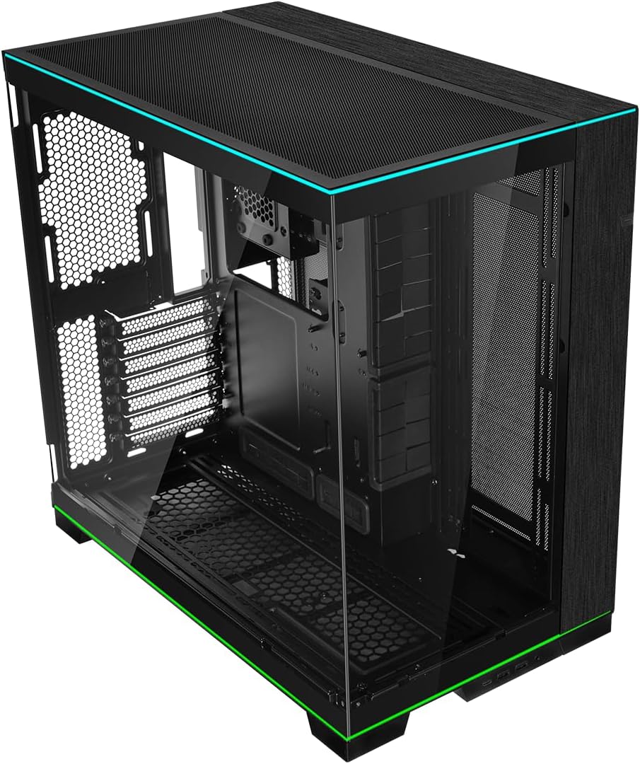 Lian Li O11D EVO RGB Gaming PC Gehäuse ATX Schwarz - Midi Tower PC Gehäuse mit RGB-Beleuchtung, Grafikkarten bis 455 mm, bis zu 420 mm Radiatoren, Black PC Case Stahl, Aluminium, Gehärtetes Glas