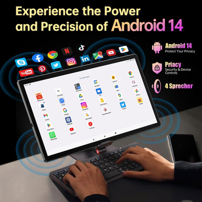 MESWAO 15,6 Zoll Tablet, MES-B3 Android 14 Großes Tablets mit IPS-Display, Helio G99 Octa-Core, 6GB RAM+128GB ROM(1TB TF) Tablett, 12000mah, BT5.0, 2.4G/5G WiFi, 32MP Kamera