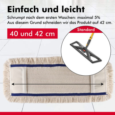 Thometzki Wischmopp-Bezug (2X, 40cm) - Bodenwischer-Wischbezug zur Echtholz Trocken- & Nass-Bodenpflege - Bodenwischer-Bezug für Parkett-Dielen, Laminat & Fliesen - Hochwertiger Wischer-Bezug Beige