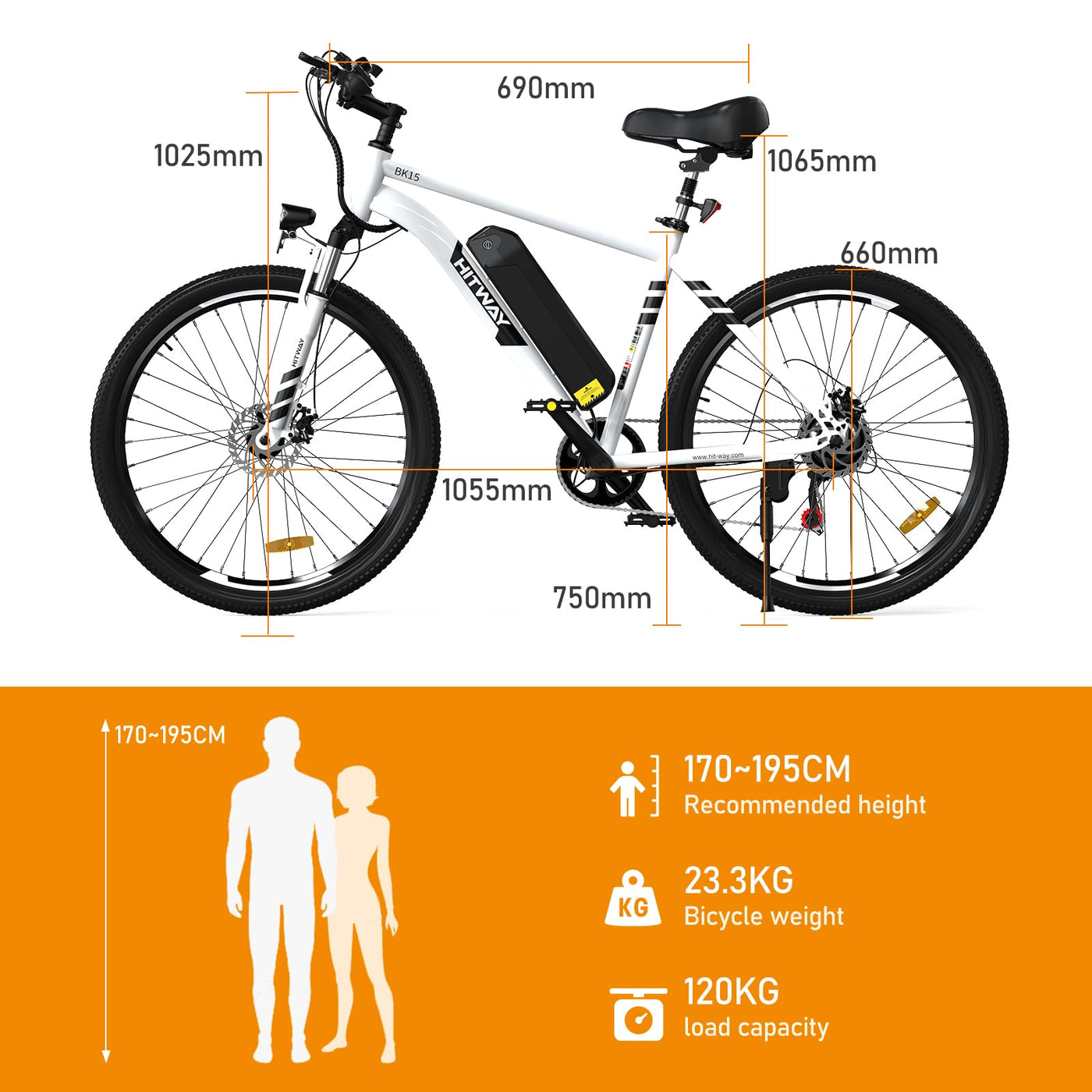 HITWAY E-Bikes, 26 Zoll E Bike Herren Damen mit Abnehmbarer 36V 12Ah Akku, 250W Motor MTB, E-Mountainbike mit 7 Gang, Elektrofahrrad Reichweite bis zu 35-90KM