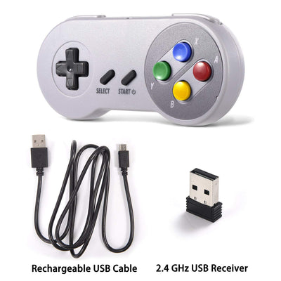 miadore Wireless USB Controller für SNES Emulator, 2 Pack 2.4G USB Gamepad Joystick SNES Game Controller für Windows PC Mac und Retropie