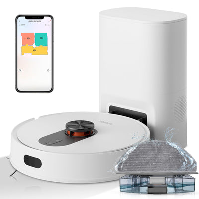 ROIDMI EVE ROOK Saugroboter mit Wischfunktion Absaugstation - 5000Pa Staubsauger Roboter Wisch LiDAR-Navigation Selbstreinigung Automatisch 75 Tage App Sprachsteuerung für Tierhaare Teppiche Hartboden