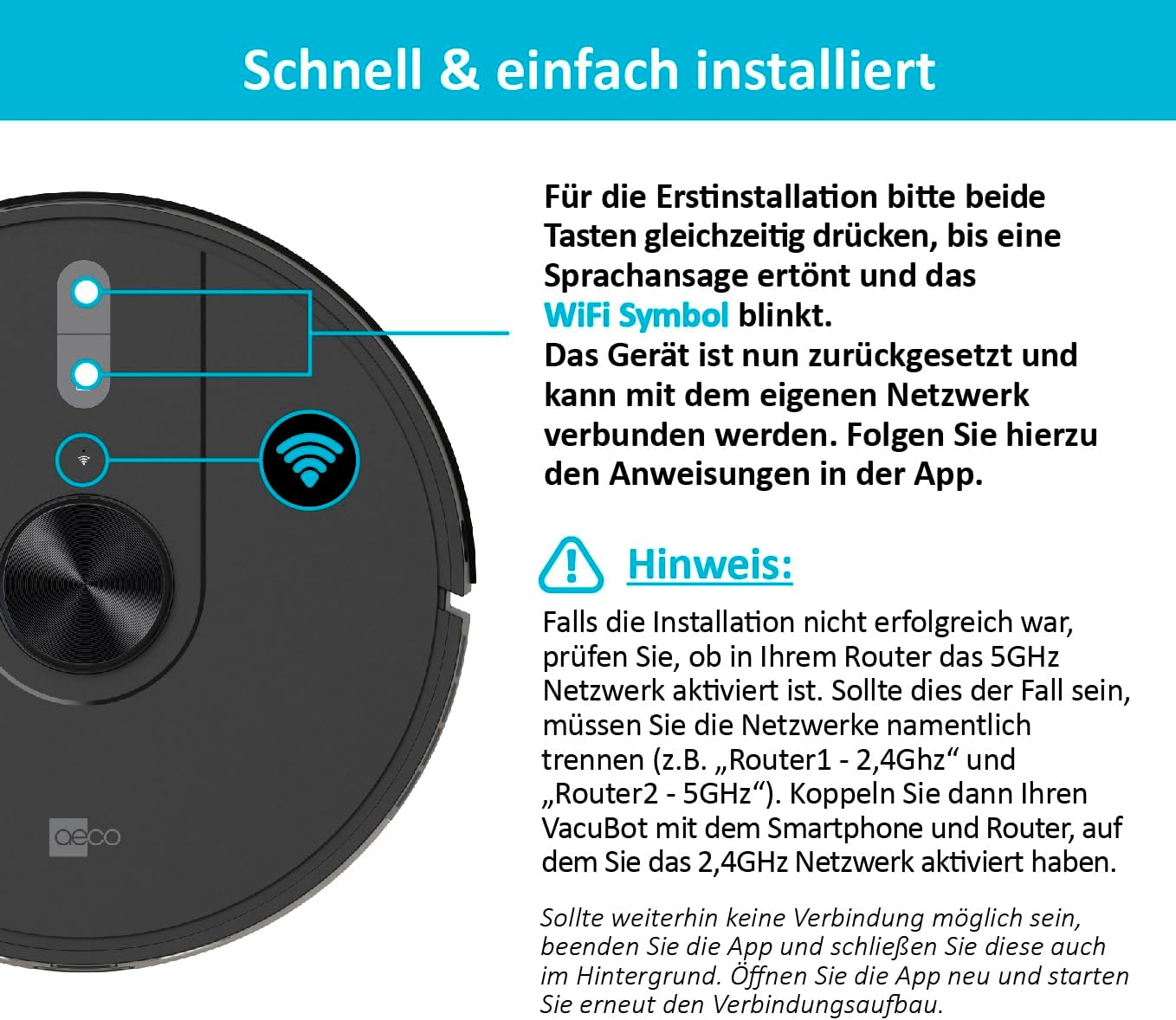 aeco VacuBot X5 PLUS Saug/Wischroboter & Absaugstation 5000Pa Saugkraft/LDS Navigation/120m²Saug- & 100m²Wischbereich/160min Akkulaufzeit/18mm Hindernisüberwindung/Infrarot Fernbedienung/App-Steuerung