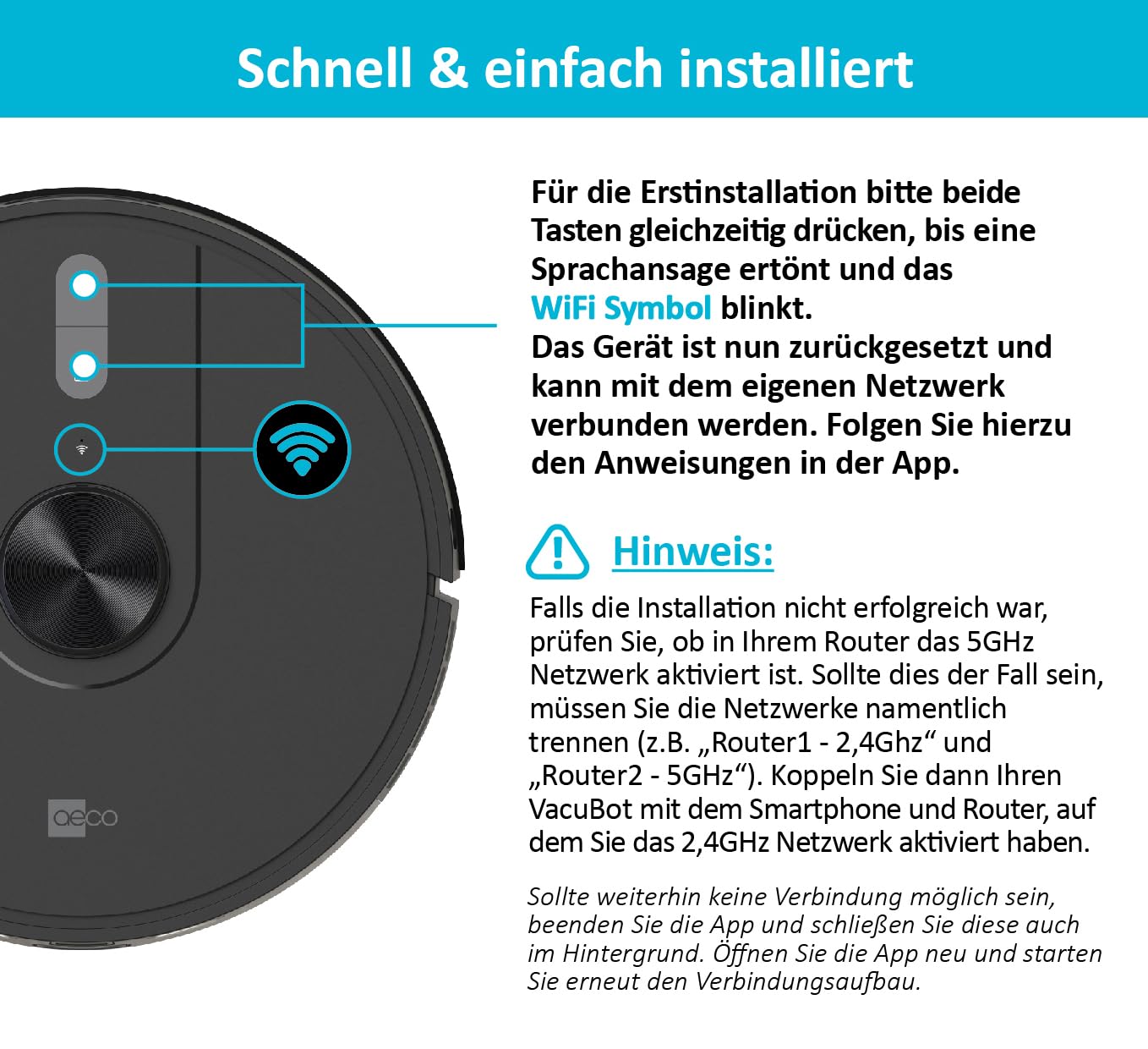 aeco VacuBot X5 PLUS Saug/Wischroboter & Absaugstation 5000Pa Saugkraft/LDS Navigation/120m²Saug- & 100m²Wischbereich/160min Akkulaufzeit/18mm Hindernisüberwindung/Infrarot Fernbedienung/App-Steuerung