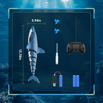 fygurso Ferngesteuertes Hai-Spielzeug mit Hoher Simulation, Sommer-Wasserspielzeug für Kinder, Jungen ab 6 Jahren, lustige Partyspiele für Pool und Bad (Blau)