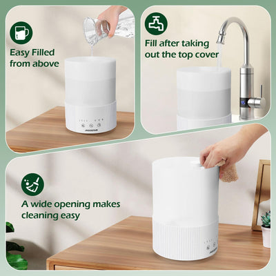 Aigostar Luftbefeuchter für Schlafzimmer, 2,5L Tank, individuelle Luftfeuchtigkeit, 25 Stunden Laufzeit, Öldiffusor, leise Ultraschall-Luftbefeuchter, 7 Farblichter