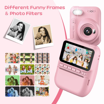 GREENKINDER Sofortbildkamera Kinder,14MP 3.0 Zoll Bildschirm Kinderkamera Sofortbildkamera mit 32G Karte,Druckpapier & Farbigen Stiften,1080P Kamera Kinder Sofortdruck, 3-12 Jahren