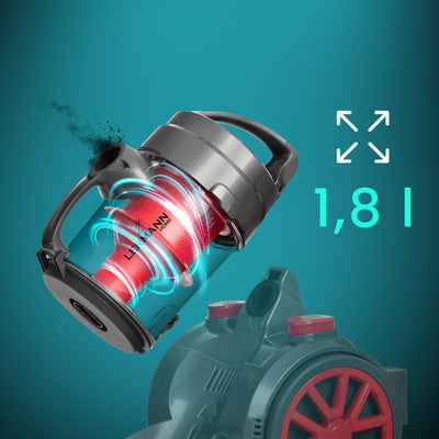 LEHMANN LHOCV-7018 Zyklon Staubsauger beutellos | Bodenstaubsauger mit Zyklontechnologie | Zylinder-Staubsauger mit Düsensatz | Hochleistungskraft 4000 Watt, HEPA-Filter, 1,8 L