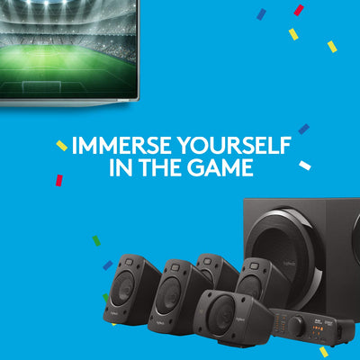 Logitech Z906 5.1 Sound System, Lautsprecher mit 1000 Watt Surround Sound, THX, Mehrere Audio-Eingänge, Fernbedienung, UK Stecker, PC/PS4/Xbox/Stereo-Anlage/TV/Smartphone/Tablet - Schwarz