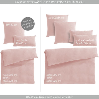 Pure Label Musselin Bettwäsche 135x200 cm mit einem Kissenbezug 80x80 cm aus 100% Baumwolle - Traumhaft weiche, kuschelige Bettwäsche-Sets in rosa aus Musselin