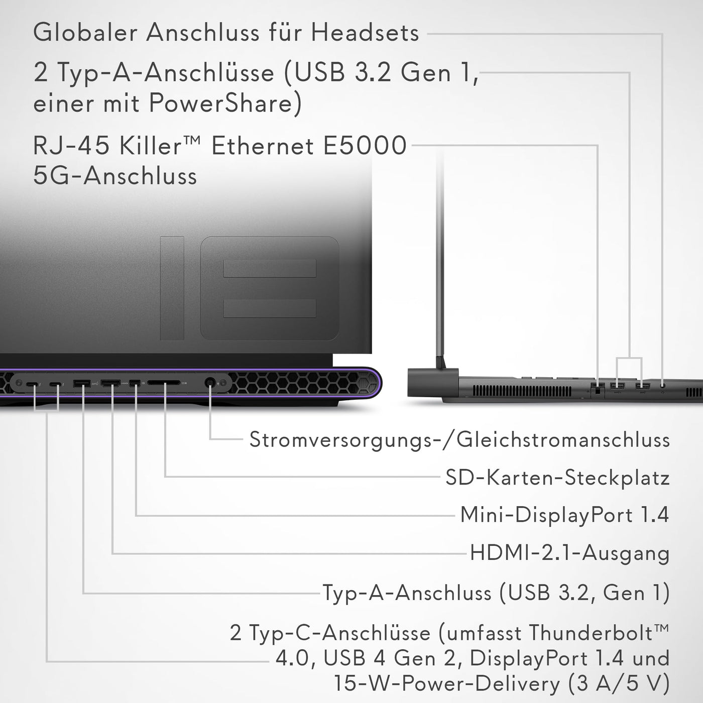 Alienware m18 R2 Gaming Laptop - 18" QHD+ 165Hz, Intel Core i9-14900HX, 32GB RAM, 1TB SSD, NVIDIA GeForce RTX 4070, Windows 11 Home, German Backlit Keyboard - Dark Metallic Moon