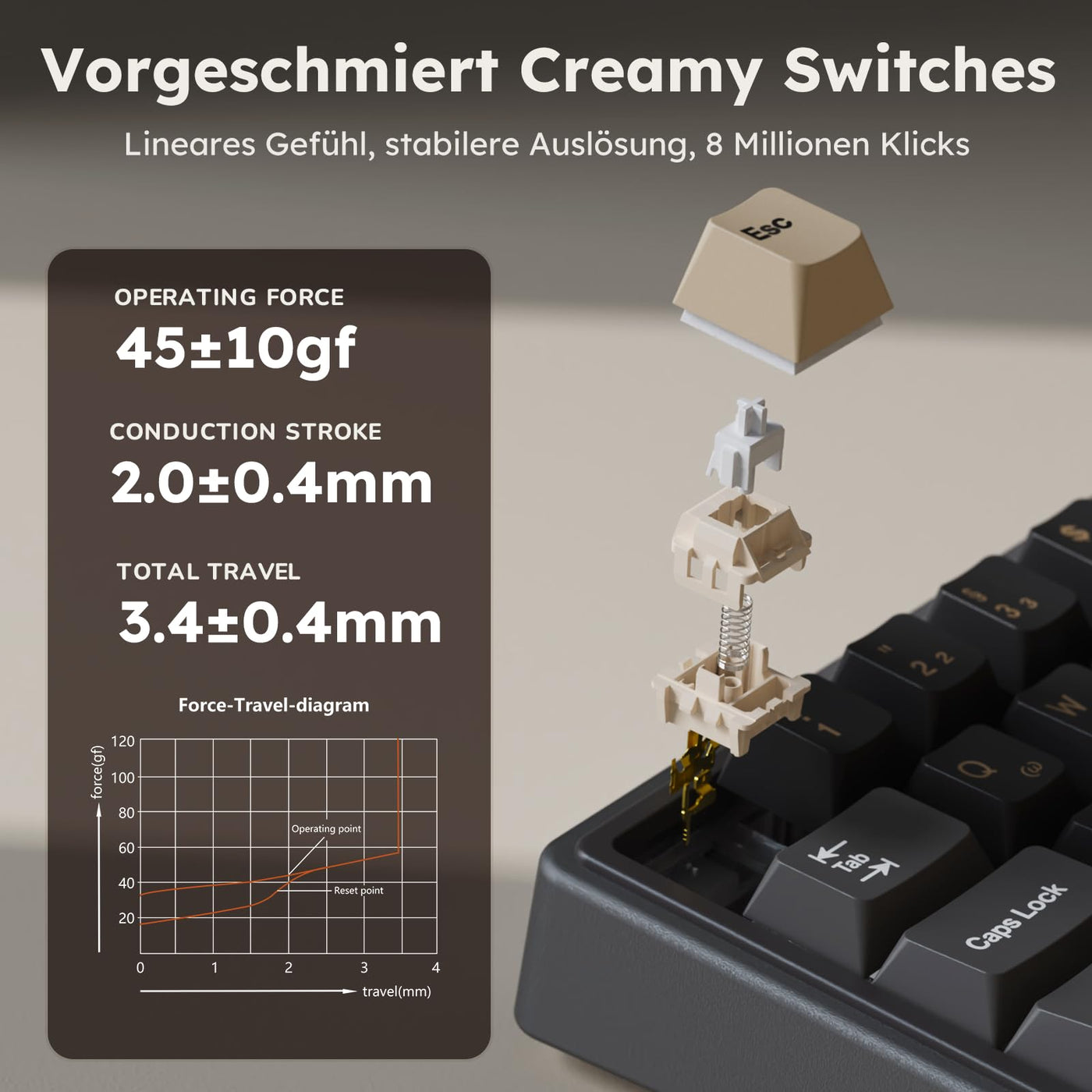 RK ROYAL KLUDGE R65 Mechanische Tastatur Kabellos, 60% Prozent Gaming Tastatur QWERTZ Gasket RGB mit Knopf und PBT Tastenkappen, Bluetooth/2.4G/USB-C QMK/VIA, Hot Swap Linearer Creamy Switches