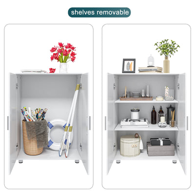 EUGAD Badezimmerschrank,schmaler Badschrank,Beistellschrank, Kommodemit 3 Ablagen, Schranktür, verstellbare Ablage, für Wohnzimmer, Küche, Flur, Freistehend Weiß