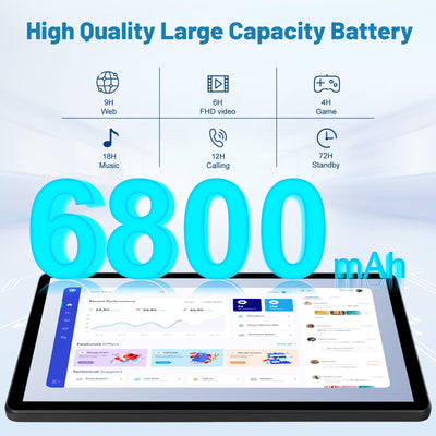 Freeski Tablet 11 Zoll (2025), Android 14 Tablet PC Octa-Core, 5G WiFi, Bluetooth 5.0, 10GB RAM 128GB ROM 1TB TF, 1280x800 IPS, 6800mAh, 5MP+8MP, Widevine L1 (Schwarz, 11 inch)