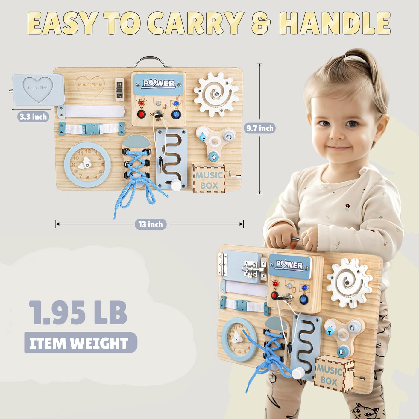 Joyreal LED Montessori Busy Board - Motorikbrett Monate Activity Board Motorikboard Montessori Spielzeug Brett Motorikspielzeug Sensorik Board