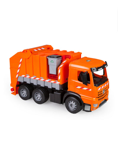 Lena 02168 - Starke Riesen Müllwagen Mercedes Benz Arocs, orange, ca. 74 cm, Müllfahrzeug mit 3 Achsen, großes Spielfahrzeug für Kinder ab 3 Jahre