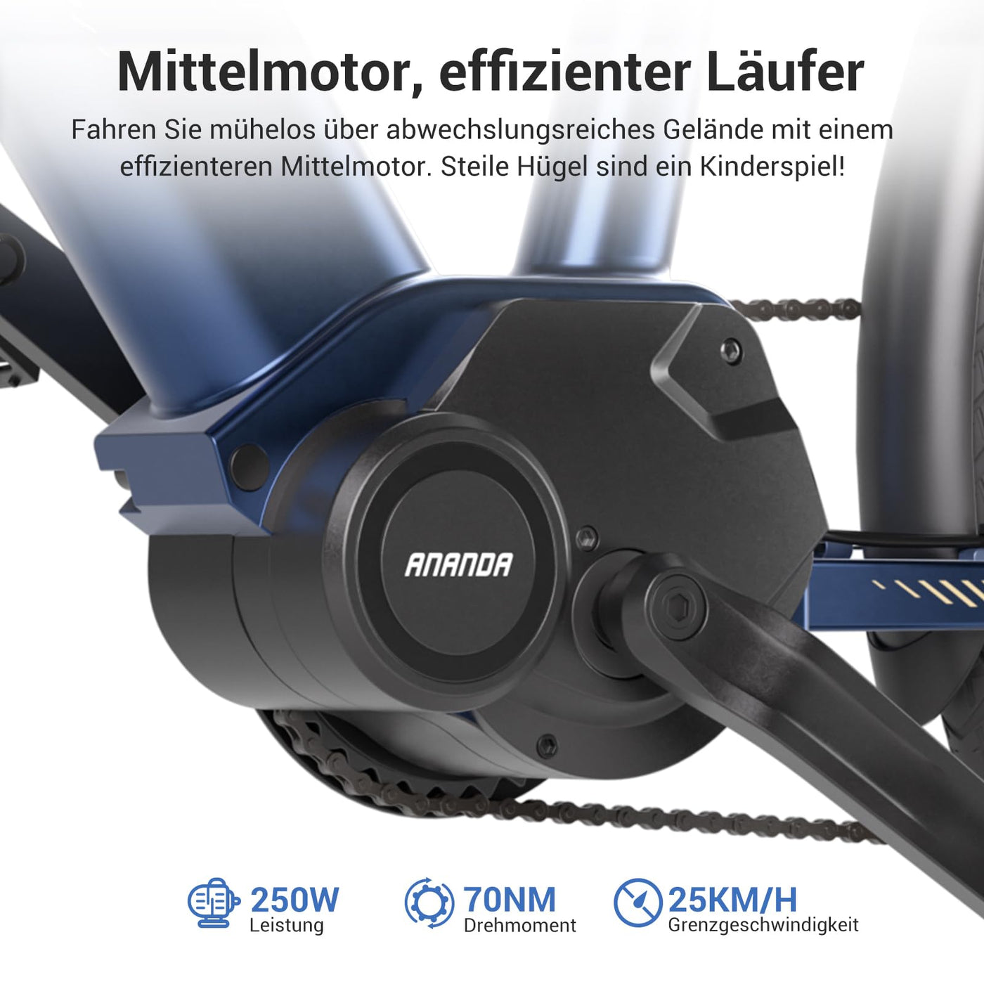 Eleglide C1/C1 ST E Bike mit Mittelmotor, 27,5 Zoll 70 Nm Elektrofahrrad für Damen und Herren, 250W E-Bike, 14,5 Ah Lithium-Akku, Shimano 7 Gänge Trekking Ebike, cityräder 25km/h bis zu 150KM (C1)