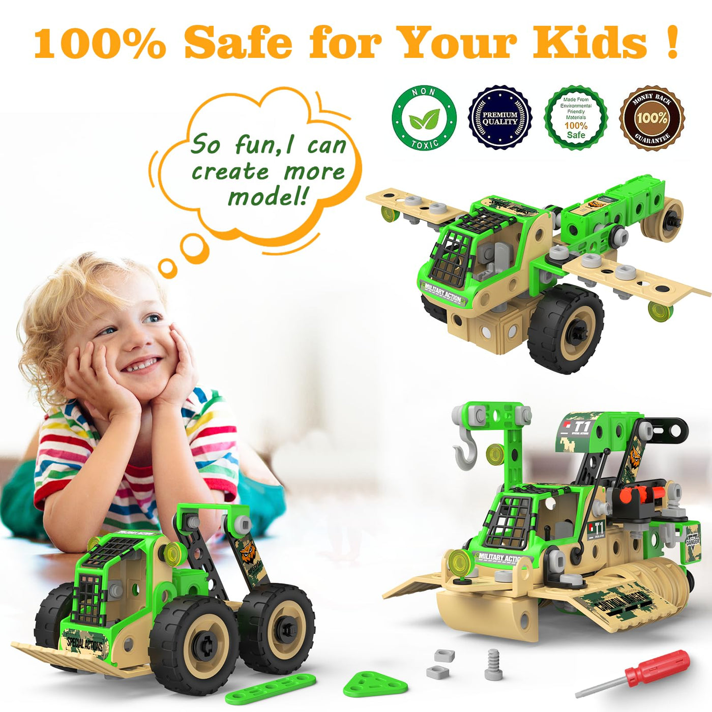 MOONTOY Konstruktionsspielzeug Spielzeug ab 5 6 7 8 Jahre Kinder Jungen, Mint Lernspielzeug 10-in-1 STEM Baukasten Spielzeug Kreative Bausteine Kreativ-Set Geschenk für Kinder ab 5 Jahre（229Stück）