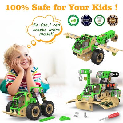 MOONTOY Konstruktionsspielzeug Spielzeug ab 5 6 7 8 Jahre Kinder Jungen, Mint Lernspielzeug 10-in-1 STEM Baukasten Spielzeug Kreative Bausteine Kreativ-Set Geschenk für Kinder ab 5 Jahre（229Stück）