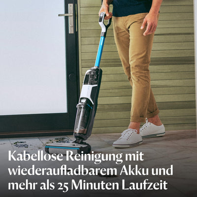 BISSELL CrossWave HF3, Kabelloser Nass Trockensauger, Saugen & Wischen in Einem, Leichtgewichtiger Nasssauger, Saugwisher mit 25 Minuten Laufzeit, Waschsauger, Wischsauger, Nur für Harte Böden, 3598N