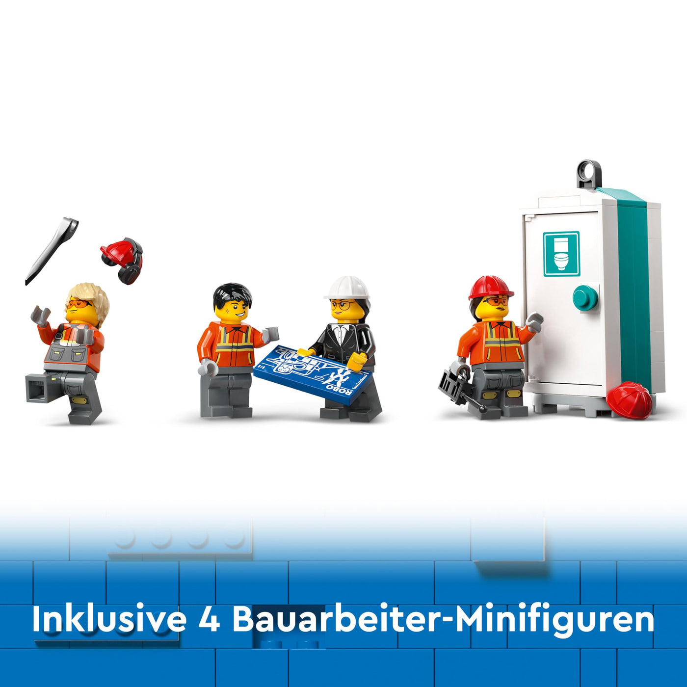 LEGO City Mobiler Baukran, Bauspielzeug für Jungen und Mädchen, Geschenk für kreative Kinder, ausfahrbarer Langer Ausleger, 4 Bauarbeiter-Minifiguren für Rollenspiele 60409