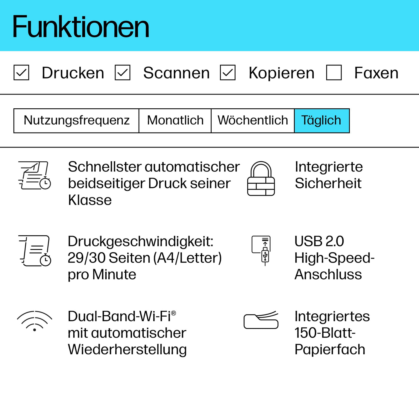 HP LaserJet MFP M234dw Multifunktionslaserdrucker, Schwarzweiß, 3-in-1 Drucker, Scanner, Kopierer, WLAN, LAN, Duplex, Airprint, 29 S/Min