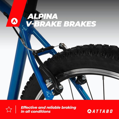 ATTABO Herren Fahrrad Alpe 1.0 mit Aluminiumrahmen 19" Ergonomischer Lenker V-Brake Blau Mountainbike mit 29" Rädern mit Zubehör Verstellbarer Sattel 21-Gang Schaltung