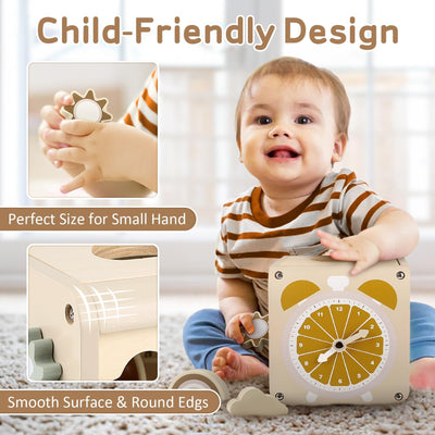 Vanplay Motorikwürfel Montessori Spielzeug Baby Motorikspielzeug ab 2 Jahr Activity Center Holzspielzeug Baby Aktivitätswürfel Xylophon Spielzeug 2 3 4 Jahre