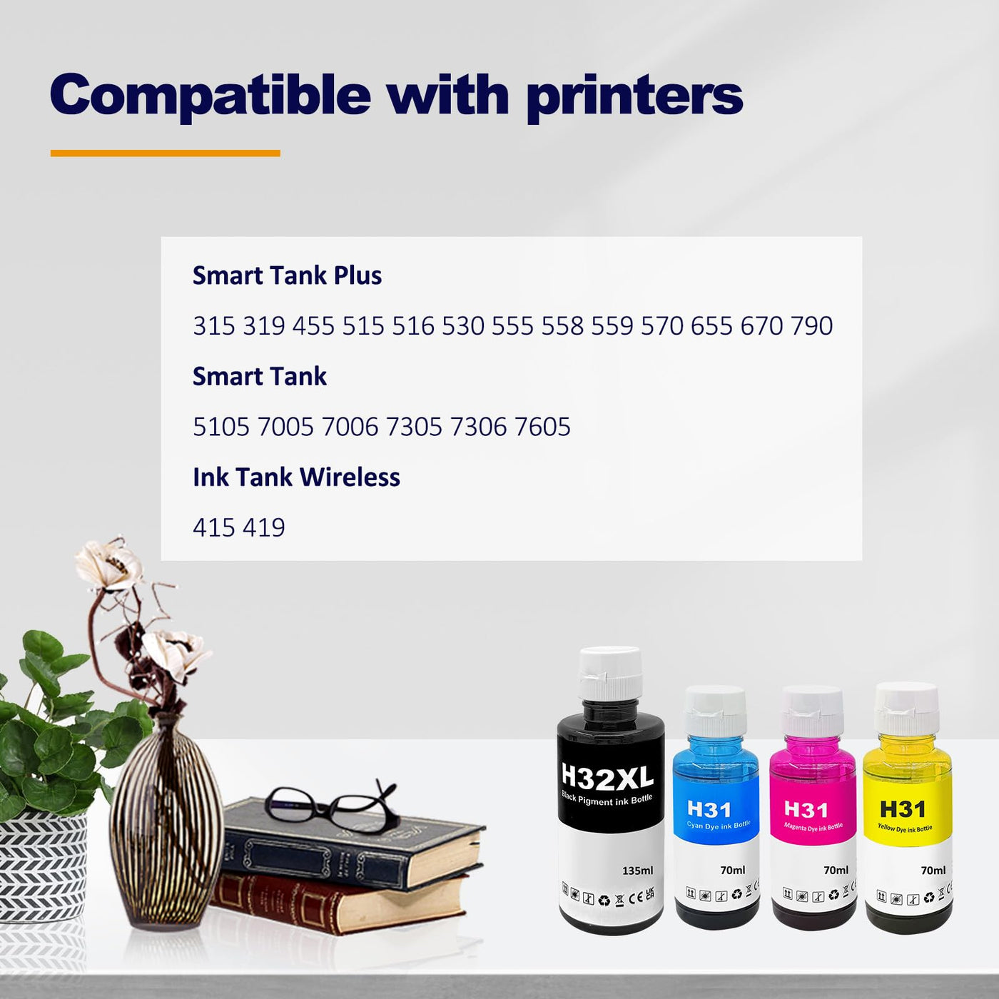 LAIPENG 31 32XL Tinte Kompatibel mit HP 31 32 XL für Smart Tank 315 319 455 515 516 530 555 558 559 570 655 670 790 5105 7005 7006 7305 7306 7605 415 419 Drucker Multipack (BK/C/M/Y)