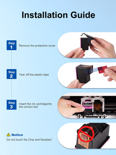 INKCLOUD 305XL Druckerpatronen Kompatibel für HP 305 Druckerpatronen für DeskJet 2700 2710 2720 DeskJet Plus 4110 4120 Envy 6010 6020 Envy Pro 6400 6420 (1 Schwarz und 1 Farbe)