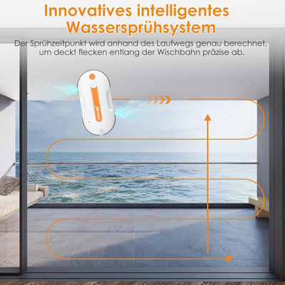 JSDROBOT Lite Fensterputzroboter，5300Pa Fensterroboter mit Druckwischfunktion Doppelter Wasserstrahl Reinigungsscheibe mit Hoher Deckkraft Kantenerkennung Intelligenter Pfadplan.