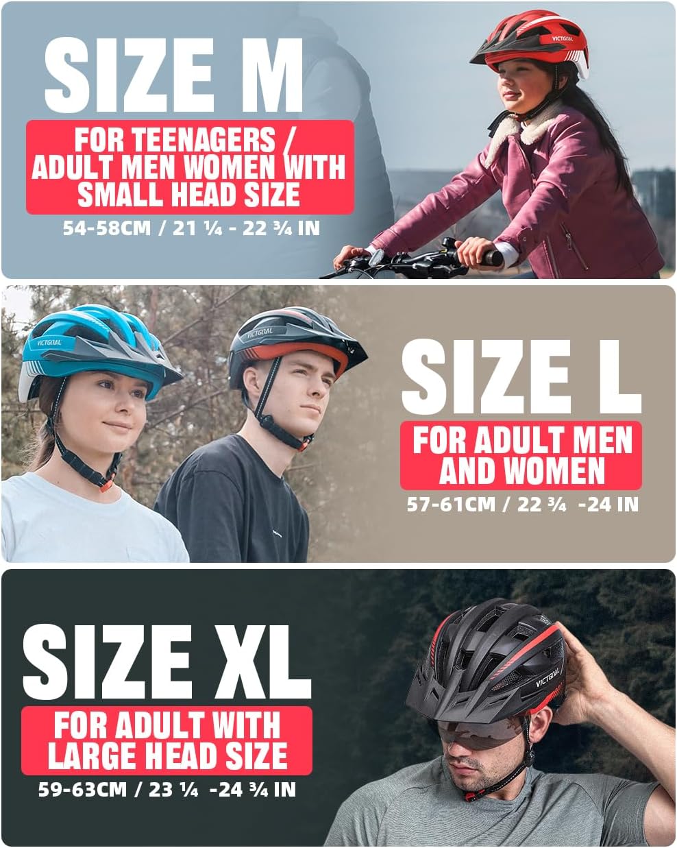 VICTGOAL Fahrradhelm Herren Damen MTB Helm mit Abnehmbarer Magnetische Schutzbrille Visier Atmungsaktiv mit 21 Belüftungskanäle Radhelm Einstellbare Fahrradhelme (L: 57-61cm, Schwarz Rot)