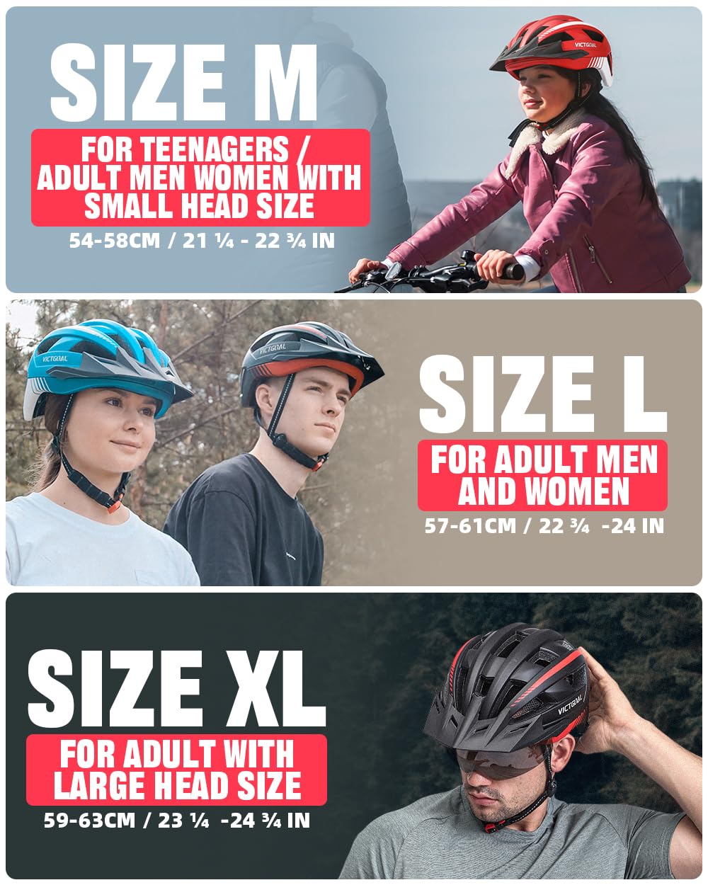 VICTGOAL Fahrradhelm Herren Damen MTB Helm mit Abnehmbarer Magnetische Schutzbrille Visier Atmungsaktiv mit 21 Belüftungskanäle Radhelm Einstellbare Fahrradhelme (L: 57-61cm, Schwarz Rot)
