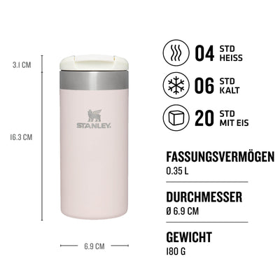 Stanley Aerolight Transit Thermobecher 0.35L - Hält 4 Stunden Heiß - Spülmaschinenfest - Kaffeebecher To Go Auslaufsicher - Kompatibel mit gängigen PKW-Getränkehalterungen - Thermosflasche - Rose