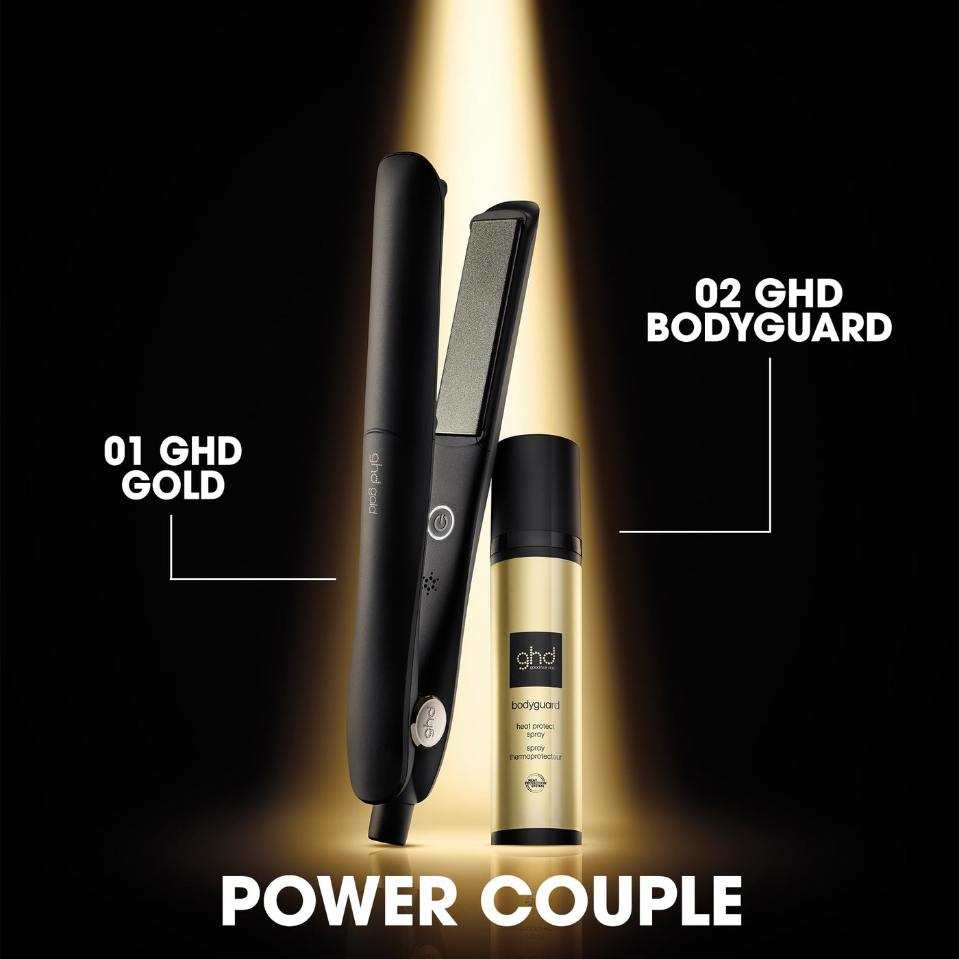 ghd Gold Glätteisen & Styler in Schwarz - Professionelles Styling, Für Sleekes, Glattes Haar mit Mehr Glanz - Profi-Ergebnisse ohne extreme Hitzebelastung - Für Alle Haartypen