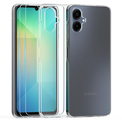 THIYUFUNS Hülle für Samsung Galaxy A06 4G Schutzhülle mit 2 Stück Schutzfolie, Dünne Weiche TPU Silikon Transparent Stoßfest Kratzfest Handyhülle Case Cover für Samsung Galaxy A06 4G (6.7") - 02