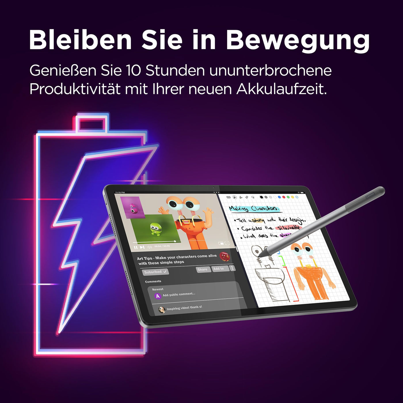 Lenovo Tab M11 Tablet | 11'' WUXGA Touch Display | MediaTek Helio G88 | 8GB RAM | 128GB Speicher | Wi-Fi | Android 14 | grün | inkl Tab Pen