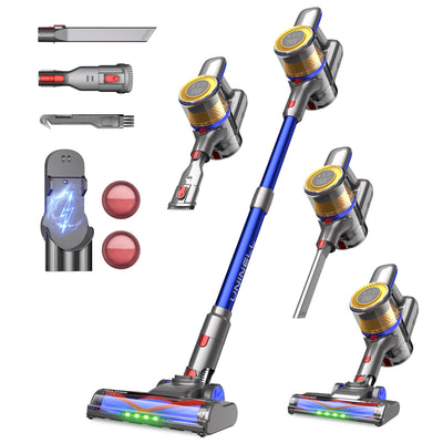 UNINELL Home UV1 Akku Staubsauger 45000Pa/450W/60Min,Staubsauger Kabellos Selbstladender mit LED-Display, Anti-Verhedderung-Bürste akkustaubsauger Super Leise für Teppich,Hartboden und Tierhaare