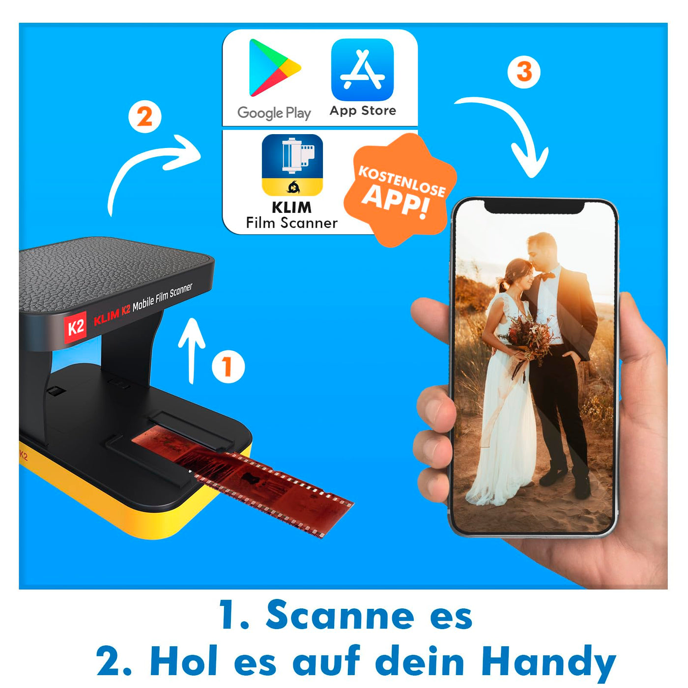 KLIM K2 Mobile Film Scanner 35mm + NEU + Positiv- & Negativ- Dia Scanner + Fotoscanner zum digitalisieren + Diascanner + Deine eigene Entwicklungsstation zu Hause + Dias selbst digitalisieren