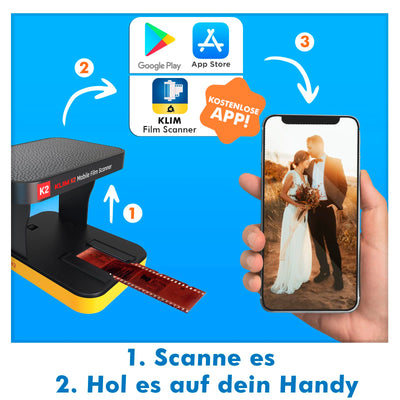 KLIM K2 Mobile Film Scanner 35mm + NEU + Positiv- & Negativ- Dia Scanner + Fotoscanner zum digitalisieren + Diascanner + Deine eigene Entwicklungsstation zu Hause + Dias selbst digitalisieren