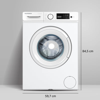 Telefunken Waschmaschine 7kg | 1400 U/Min. | Inverter Motor - Leise & Effizient | Aquastop - Schutz vor Wasserschäden | Schontrommel | Washing Machine mit 15 Programmen | EEK A | W-7-1400-A-W weiß