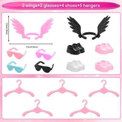 Miunana 25 Kleidung Schuhe für 6 Zoll 15 cm Puppen = 6 Kleider + 4 Kleidung + 2 Badeanzug + 4 Schuhe + 9 Zubehör für Puppen