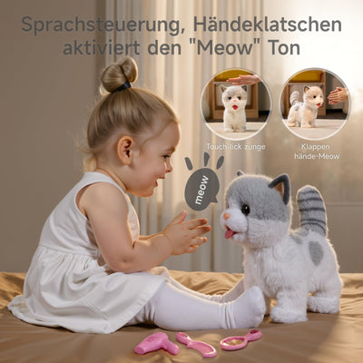OR OR TU Katze Spielzeug Kinder Plüsch Kätzchen Elektronische Haustiere mit Ferngesteuerter, Interaktives Spielzeug Katze der Läuft und Bellt, Leckt Katze Kinder Spielzeug für Kinder Geschenk