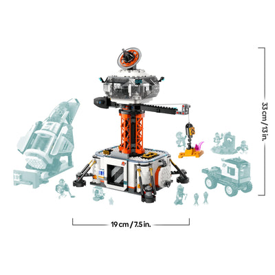 LEGO City Raumbasis mit Startrampe, Raumstation-Spielzeug mit Weltraum-Fahrzeug und Raumschiff für Kinder, Set mit 6 Minifiguren, Roboter und Alien-Figuren, Geschenk für Jungs und Mädchen 60434