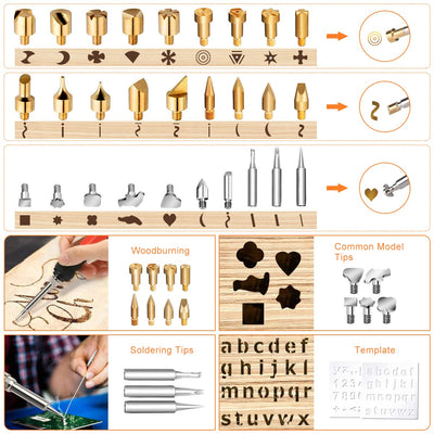 Brandmalerei Lötkolben Set, Brandmalkolben Set Temperatur Einstellbar 220~480 ℃ für Holz Leder Brennkolben DIY Kunst Geschenkset Farbstifte, Leder Gravieren Schweißen, Skulptur Holzbrandmalerei