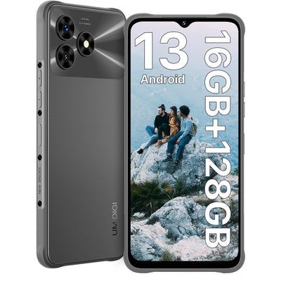 UMIDIGI G5 Mecha Smartphone Ohne Vertrag, 16GB RAM+128GB(Bis zu 1TB) Android 13 Handy Ohne Vertrag, 6,6" HD+Display 50MP, 6000mAh Outdoor Rugged Handys Dual SIM 4G/ Fingerabdruck/Face ID/OTG,Grau