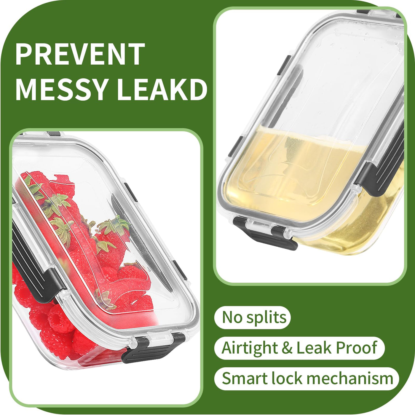 Glas-Frischhaltedosen Set für Lebensmittel,10Teile (5 Deckel & 5 Behälter), Skroam Aufbewahrungsbox Glas - Spülmaschinen, Mikrowellen & Gefrierschrankfreundlich, BPA-frei